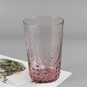 Most popular embossed colored glass drinking cup water cup