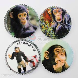 Wholesale Monkey Round Fridge Magnet With Weave Border