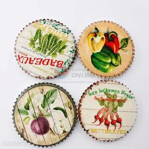 Wholesale Vegetable Round Fridge Magnet With Weave Border