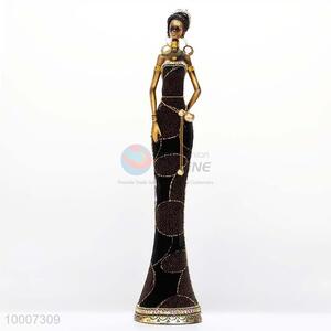 12*42cm Beautiful Afrian Standing Woman Dressed In Colors Resin Ornament
