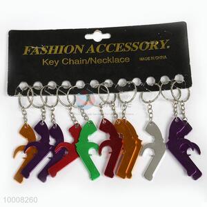 Wholesale Gun Shaped Fashion Key Chain/Key Ring With Bottle Opener