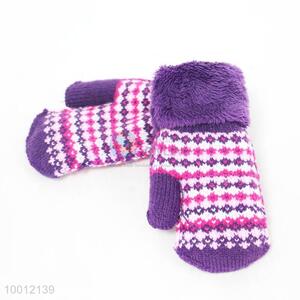 Wholesale Kids Girls Grid Pashmina Mittens Knitting Gloves