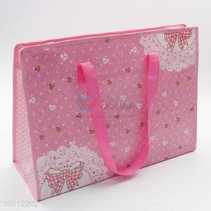 High Quality Pink Heart Non-woven Tote Bag for Shopping