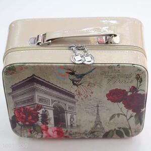Beige Flower Women Makeup Bag Cosmetic Cases Portable Travel Bags