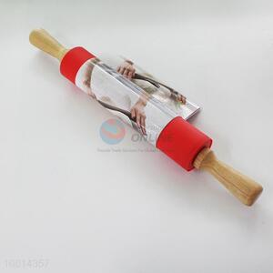17 inch silicon rolling pin with wooden handle