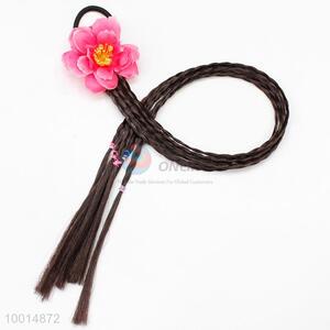 1pc Fashion Long Wig Braided Hair Ring with Flower for Women Girls