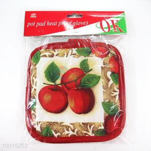 Wholesale Apple Polyester Insulation Mat/Pot Holder with Red Border