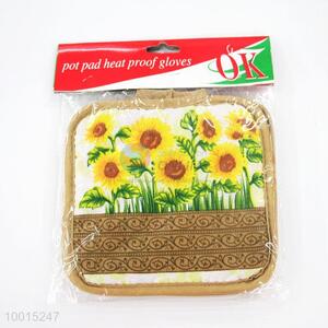 Wholesale Sunflower Polyester Insulation Mat/<em>Pot</em> Holder With Brown Border