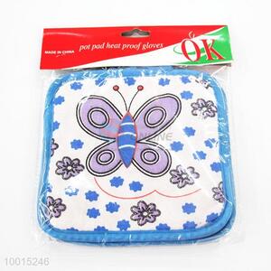 Wholesale Blue Butterfly Polyester Insulation Mat/<em>Pot</em> Holder