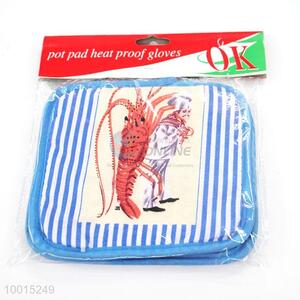 Wholesale Shrimp Polyester Insulation Mat/<em>Pot</em> Holder With Blue Border