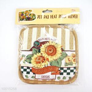 Wholesale Sunflower Insulation Mat/<em>Pot</em> Holder with Cream-coloured Border