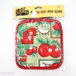 Wholesale Apple Pattern Polyester Insulation Mat/Pot Holder with Red Border