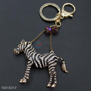 Delicate rhinestone zebra key chain