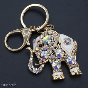 Wholesale rhinestone elephant pendant key ring