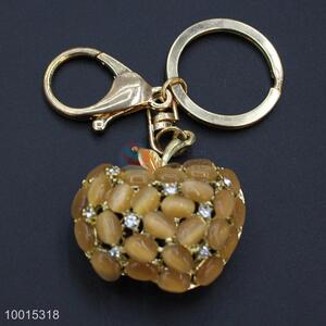 Wholesale opal&rhinestone apple key ring