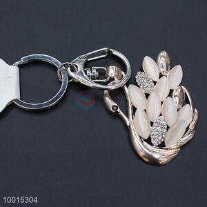 Hot sale opal&rhinestone swan key chain