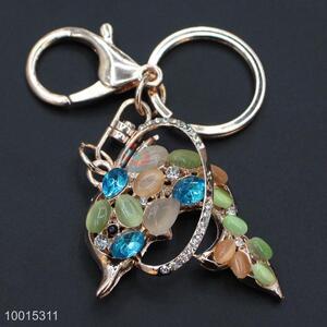 Colorful opal dolphin key ring