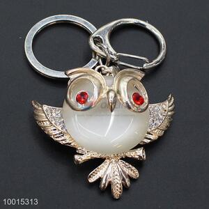 High grade opal&rhinestone owl key ring