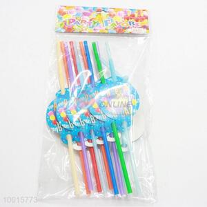Birthday Supplies 12pcs/bag Party Time Multicolor Plastic Drinking Straw