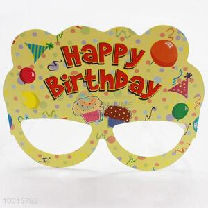 12pcs/bag Yellow Cartoon Pattern Paper Eyewear Birthday Party Decoration