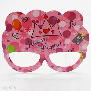 12pcs/bag Pink Cartoon Pattern Paper Eyewear Birthday Party Decoration