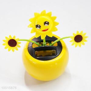 Cute solar powered three sunflower dancing toy for <em>car</em> interior <em>decoration</em>