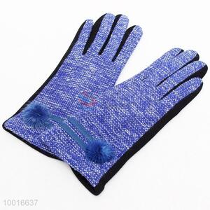 Blue Ladies' Fashionable Sacking Gloves