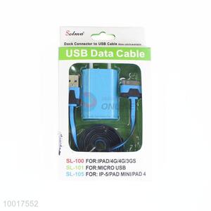 High Quality Blue USB Data Cable For IPAD/4G/3GS with Plug