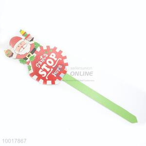 Wholesale High Quality Decorated Christmas Crafts With a Stick All Wood Santa Shape With STOP