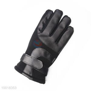 Black Leather Full Finger Protective Sports Glove