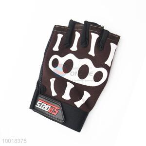 Brown Half Finger Sports Glove For Racing