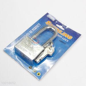 High security long shackle silver padlock