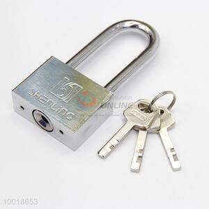 Long shackle silver padlock with 3 keys