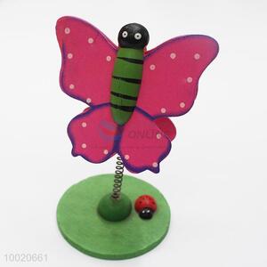 Good quality card holder with wood butterfly clip