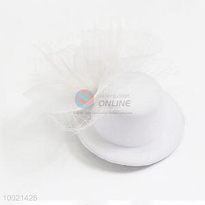 White mesh flower non-woven fabrics hat for wedding