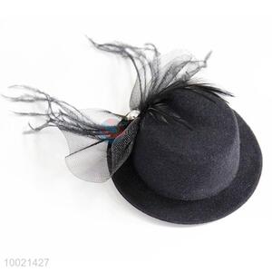 Elegant black non-woven fabrics hat with mesh bow decoration