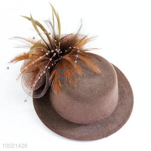 Brown fashion feather non-woven fabrics hat hair clip