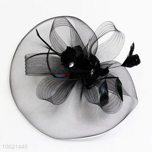 Big Flower Black Mesh Flower Feather Fascinator Hat Hair Clip