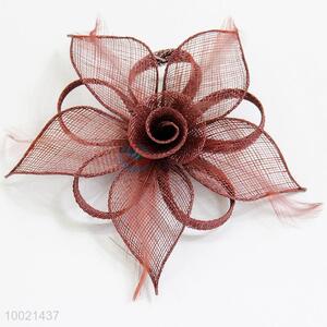 Feather Brown Flower Hair Clip for Women