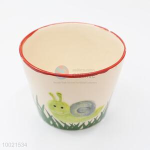 Cute mini ceramics flower pot printed with snail