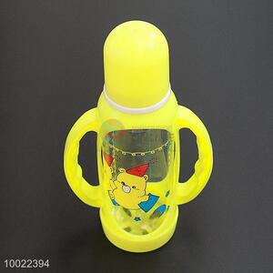 250ml Yellow <em>Feeding</em>-<em>bottle</em> with Kawaii Cartoon Pattern, Silicone Nipple PC <em>Bottle</em>
