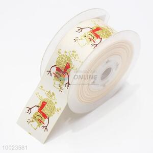 Hot Sale High Quality 3.8CM Gold Snow Man Print Ribbon