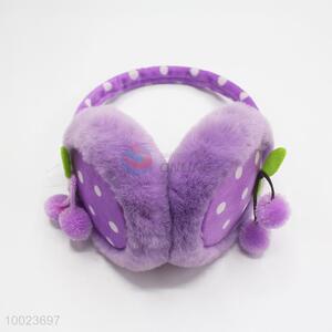 Purple dot pattern earmuff with cherry