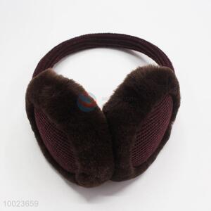 Fashion brown warm plush knitted <em>earmuff</em>