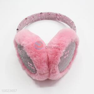 New design winter warm pink paillette <em>earmuff</em> for ladies
