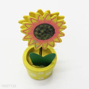 <em>Wooden</em> card holders with potted plant base sunflower clip