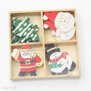 1 set santa claus&christmas trees wooden paster for christmas ornament