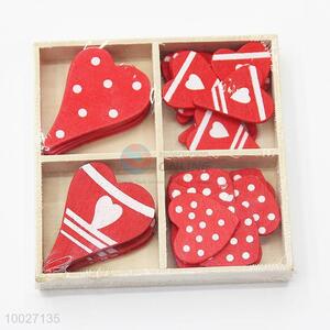 Fashion red heart shaped wooden paster for wedding decoration