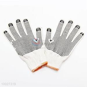 Black PVC Dotted Bleached White Knitted Protection Gloves