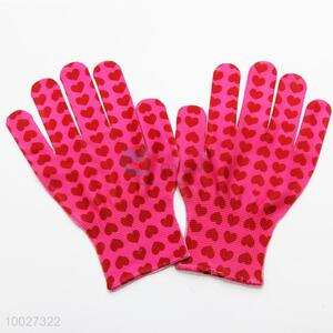 Heart Pattern Rose Red Knitted Protection Gloves